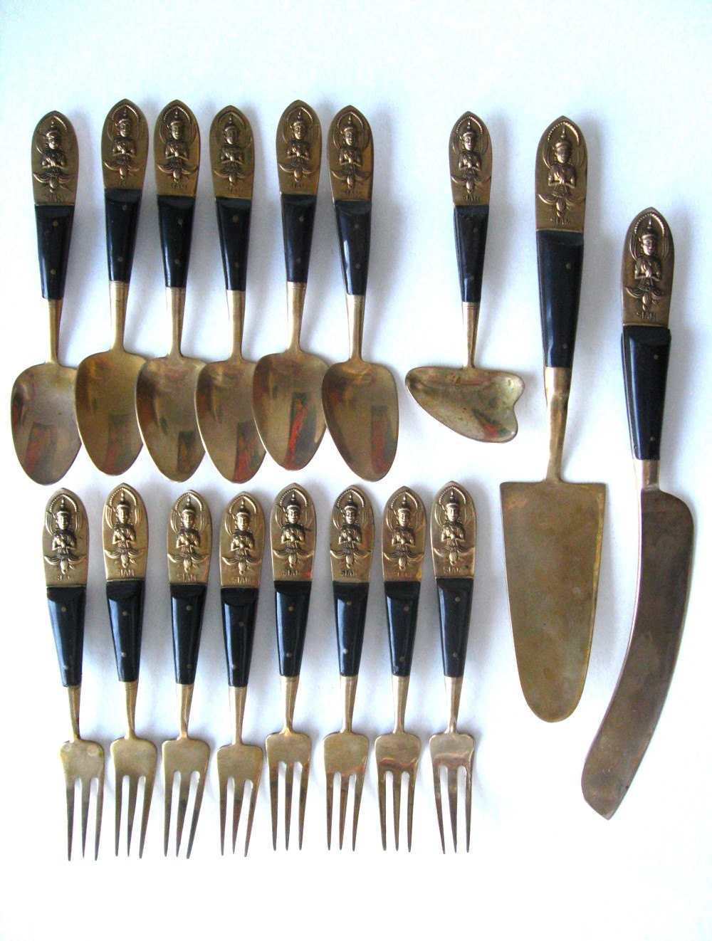 Siam Brass Flatware Set Reserved for Chinasquirrel