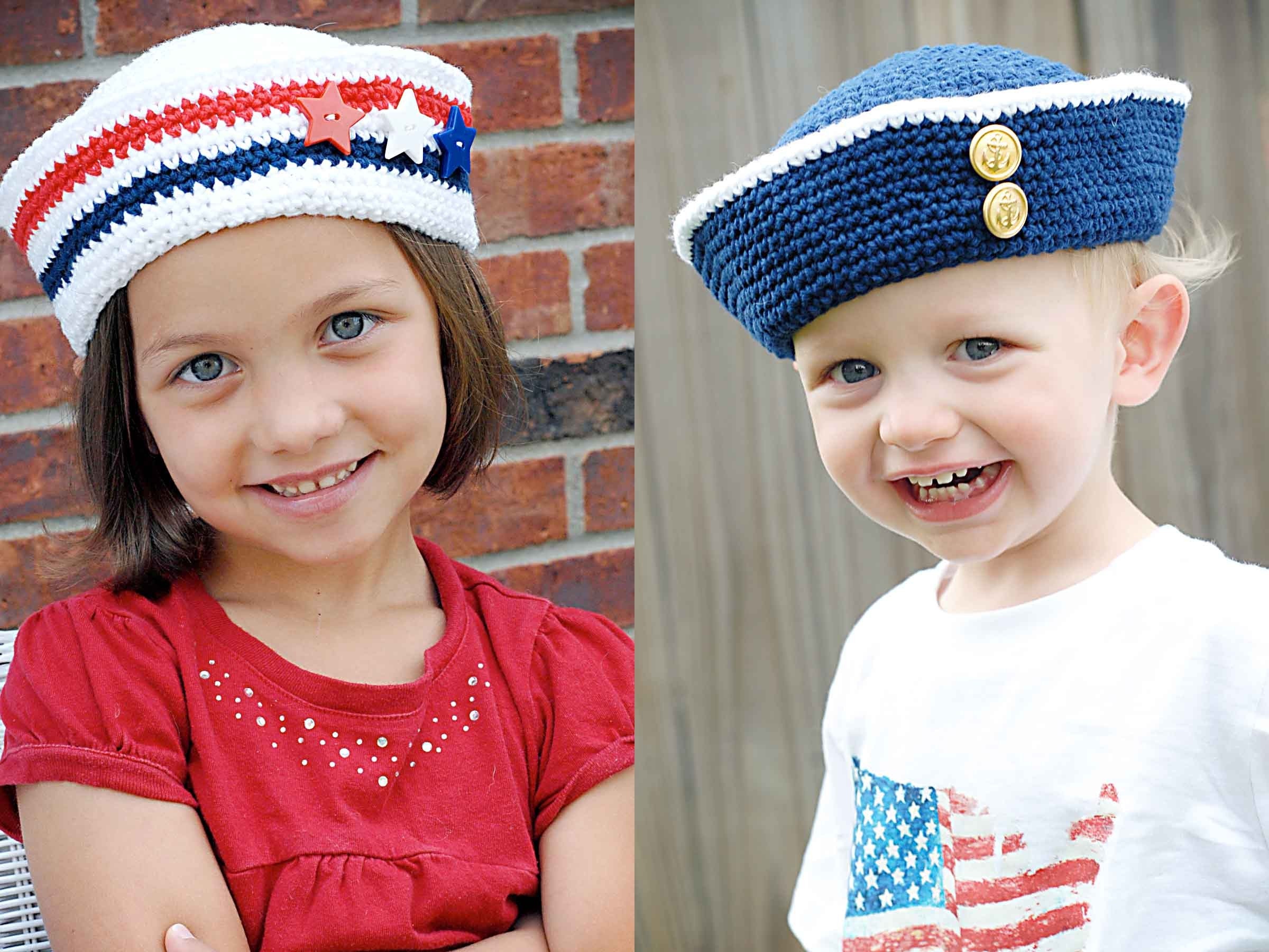 Sailor Dress with Matching Hat Baby Dress - Crochet Sizes 12