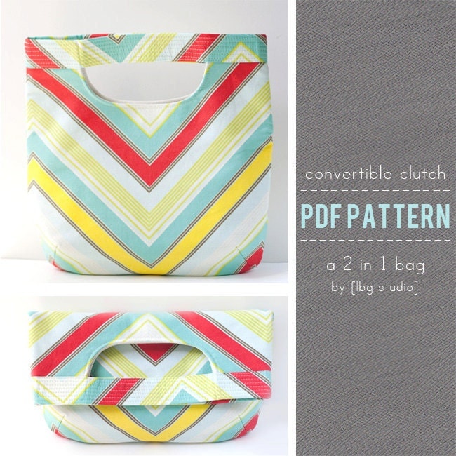 PDF Sewing Pattern Fold Over Clutch  Tote Bag by LBGstudio