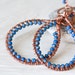 Blue teardrop hoop earrings - large wire wrapped hoop earrings with denim blue Czech glass beads and copper wire - beaded wirework jewelry