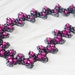 Beaded statement necklace - beadwoven zigzag chevron necklace, silver black and hot fuchsia pink purple - woven beadwork seed beads jewelry