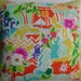RESERVED LISTING, FRANCES f only. Tropical Handmade Pillow Alexander Henry Vacation Village Scene