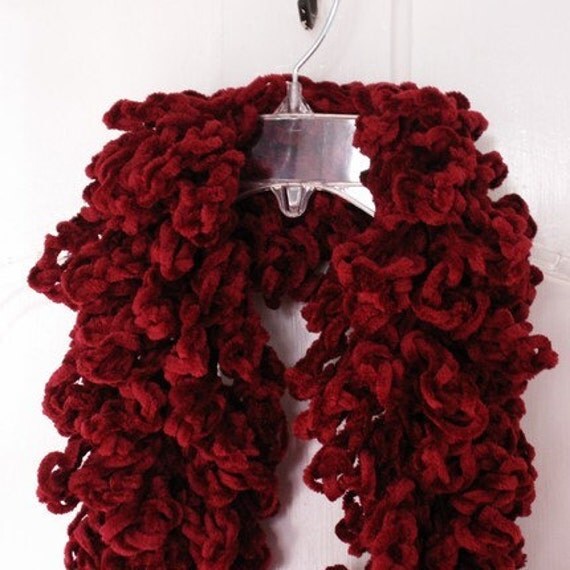 Loopy Chenille Crochet Boa Scarf