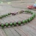 Olive Green Stacking Bracelet - Olive Green Recycled Glass Beads, Brown Hemp Macrame Bracelet