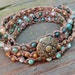 Mixed Greens Wrap Bracelet - Green Aventurine Stone Bracelet, 5x Wrap, Brown Hemp Macrame