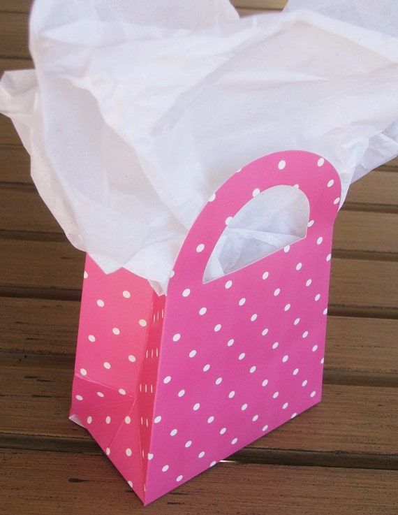 Items similar to Pink Polka Dotted Mini Purse Favor Boxes - Set of 6 ...