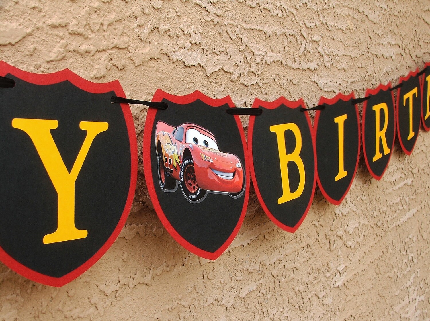 disney cars lightning mcqueen happy birthday banner by