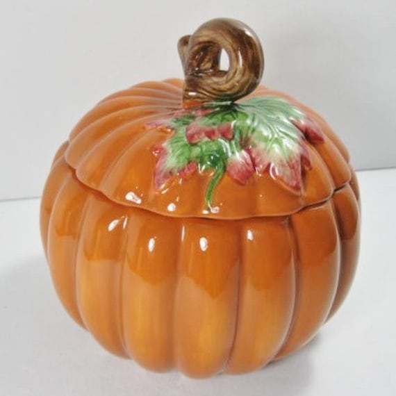 Ceramic Pumpkin Candy Dish Bowl Planter Cookie