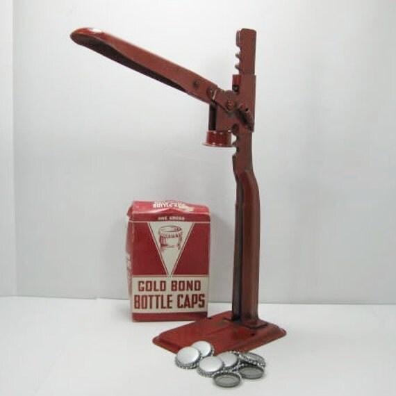 Vintage Climax Bottle Capper and Box of Bottle Caps