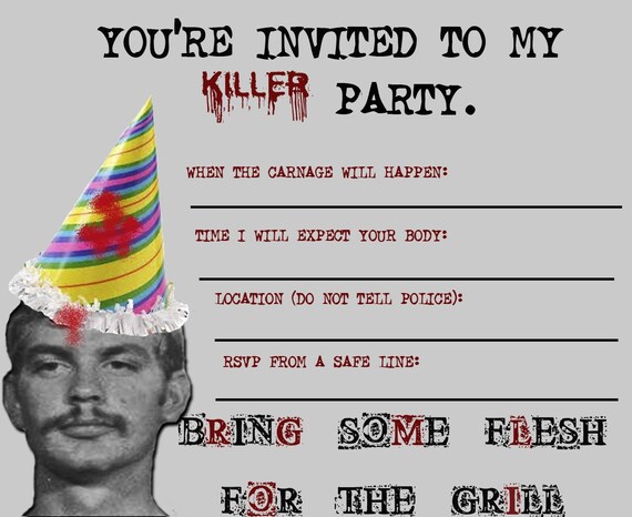 Jeffrey Dahmer party invitations set of 8