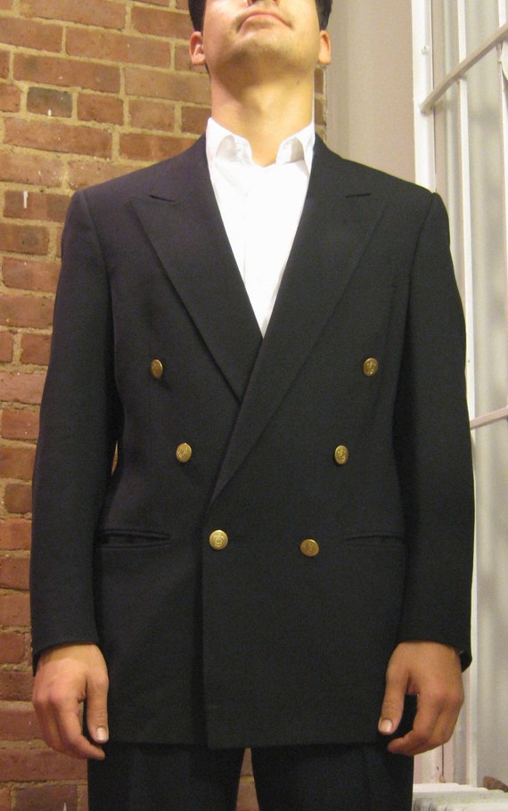 Vintage Christian Dior Black Mens Double Breasted Blazer