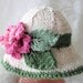 In Stock and Ready to Ship 0-3 mos. size-Knitted Brimmed Hat -Cotton Knitted Baby Hat- GREEN WITH ENVY for the Prettiest Little Baby Girl
