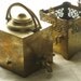 Vintage Asian Brass Samovar Teapot Decorative Pierced Double Bail Handle Aged Verdi Gris Patina Mountain Etchings