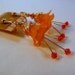 Clip-on Earrings - lucite flowers, tangerine, orange, gold