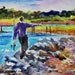 Fishing at Lucy Creek, 8x10 original on stretched canvas, varnished and ready for you to frame.