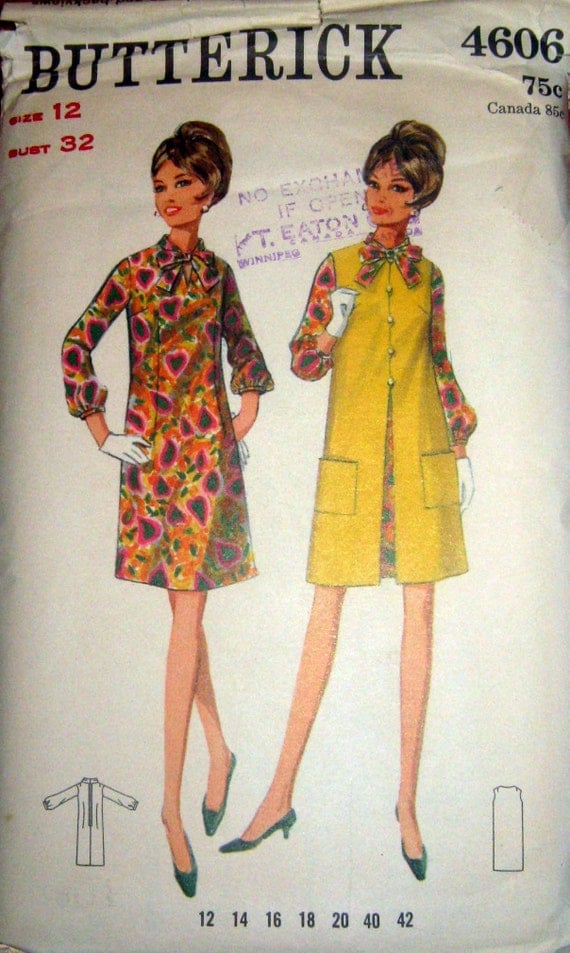 60s A-Line Dress & Coat Butterick 4606 Vintage Sewing