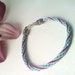 Sky Blue and Fuchsia Spotted Spiral Kumihimo Bracelet