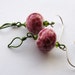 CLEARANCE 20% OFF. Where The Wild Roses Grow lampwork crystal and wire leaves earrings
