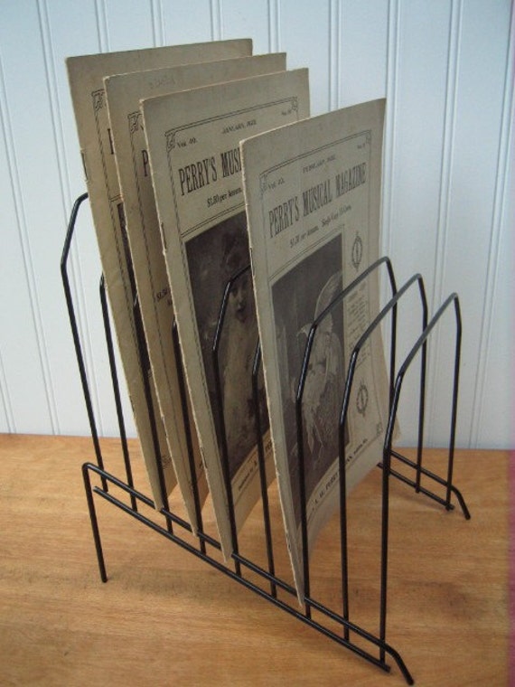 Vintage Metal File Folder Desk Organizer Magazine Rack