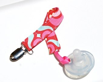 Pacifier Clip Girl - Soothie Clips - Mam Pacifier Clip - Nuk Avent Gumdrop - Maze Red