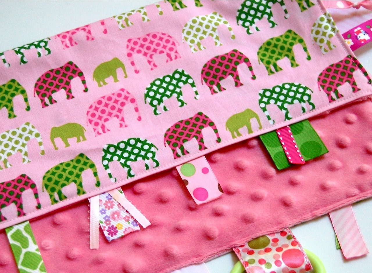 Baby Girl Blanket Ribbon Blanket Tag Blanket Pink and