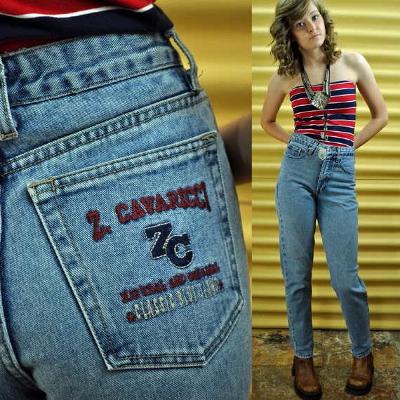 80s vintage HIGH WAIST jeans / distressed vintage denim jeans