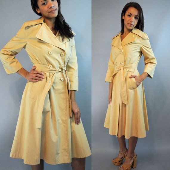 Items similar to 60s Vintage Trench Coat Double Breasted Womens ...