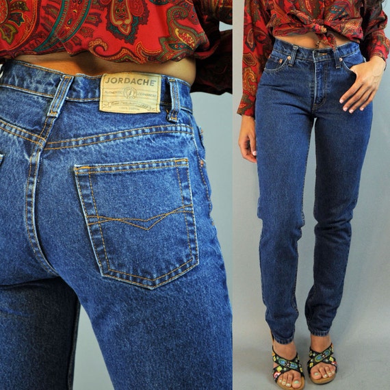80s vintage high waist jeans / dark wash JORDACHE denim