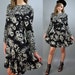 90s DITSY dress FLORAL dress - carol little artsy floral revival flounce hem xs/s extra small / small petite