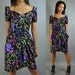 80s MOD mini party dress - floral neon SILK off shoulder disco wiggle sheath dress w/ asymmetrical fan PEPLUM s/m small / medium