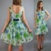 60s sheer party dress - blue floral CHIFFON full skirt empire mini BABYDOLL party dress w/ daisy trims & velvet bow s/m small / medium