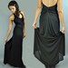 vintage black evening dress - BACKLESS dress HALTER dress sheer maxi party dress w/ TWISTED drape back xs / s