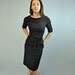 50s dress / HOWARD WOLF mad men wiggle dress / black wool Bombshell dress w/ 3/4 length dolman sleeves XS / S