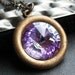 Light Purple Crystal Necklace, Swarovski Crystal Rivoli Necklace, Amethyst Crystal, Antique Brass Chain - Through the Looking Glass
