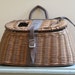 vintage fishing creel leather and wicker 1940s
