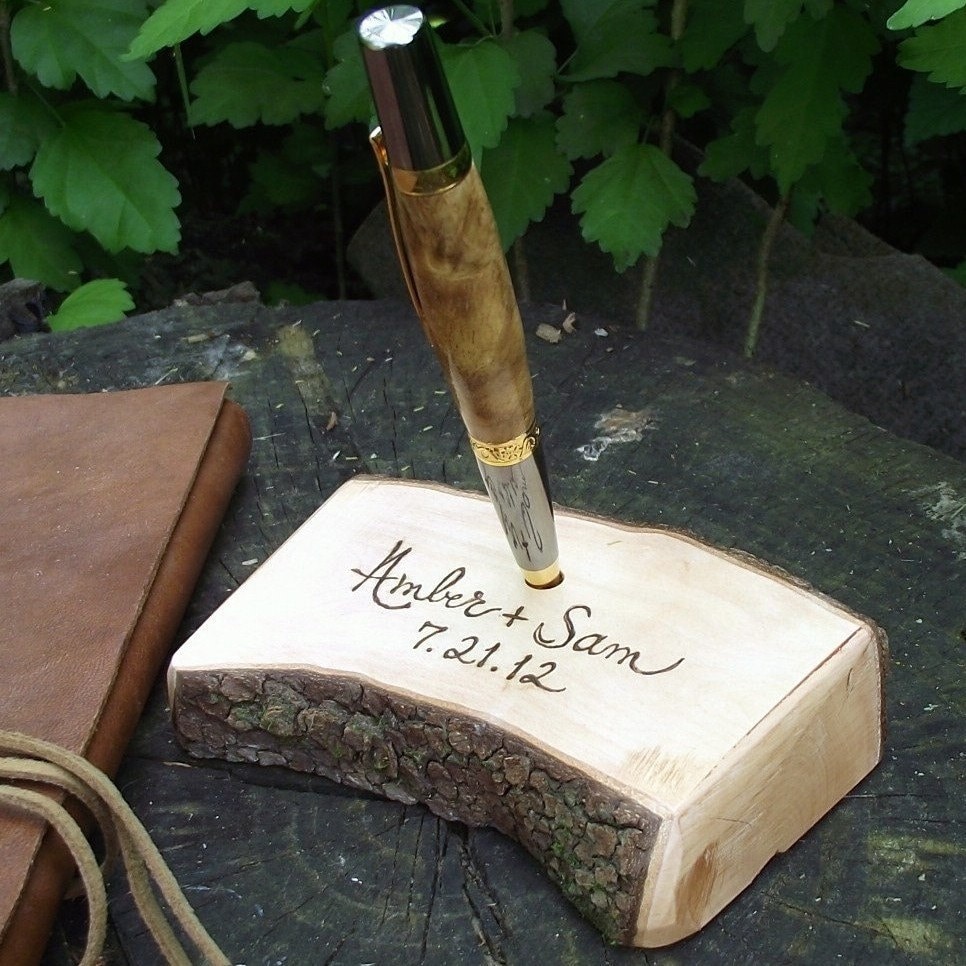 Guest Book Pen Holder Wood Pen Holder EcoFriendly