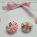 Covered buttons in vintage cross stitch linen