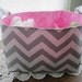 Diaper Caddy Organizer Ash Gray Chevron Zig Zag Pink Storage basket