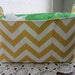 Diaper Caddy Organizer Chevron Yellow and White Zig Zag with lime green lining Storage basket