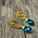 Fall SALE 15% Off - Neon Apatite Blue Gold Filigree Earrings