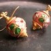 Pearl River Cloisonne Rondelle Lantern Earrings with Glorious Bali Gold Accent