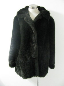 Vintage Faux Fur DARK BROWN Coat - Glam - Fall Winter Fashion - Medium