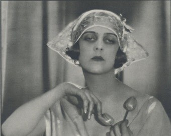 La Marquise de Casa Maury, Art Deco, Vintage Monochrome Portrait in Photogravure by Hugh Cecil, 1926, Book of Beauty