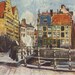 Ghent, Pont aux Herbes, Quay, Belgium, Bridge, Medieval, 1915, Painted Specially by Albert Baertsoen, Flags Procession,Colour Lithograph