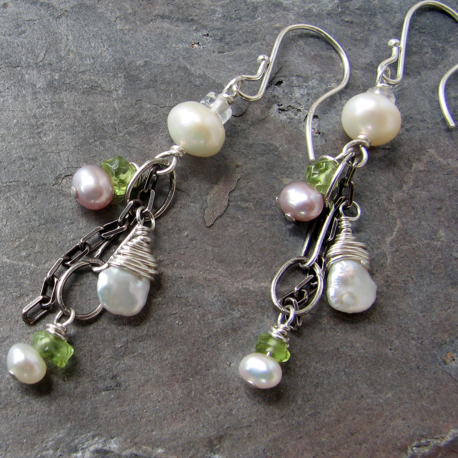 Lacey Pearls sterling earrings by LibertyOriginals on Etsy