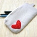 CIJ SALE - El Amor - Linen Zipper Pouch with Heart Applique