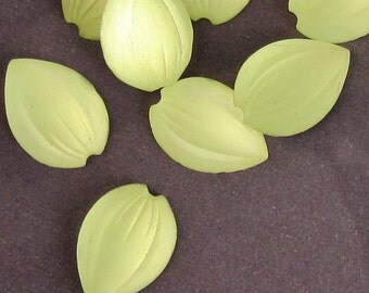 Vintage Glass Cabochons 12 pcs 11x8 Matte Yellow Vintage Glass Stones S-126