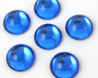Vintage Glass Cabochons 6 pcs SWAROVSKI 15 mm SAPPHIRE Blue Stones S-222