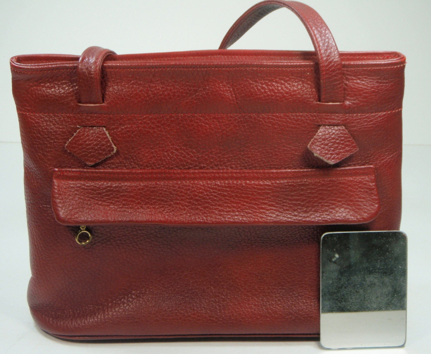 Vintage red justin leather purse tote hand bag Hobo cow hide