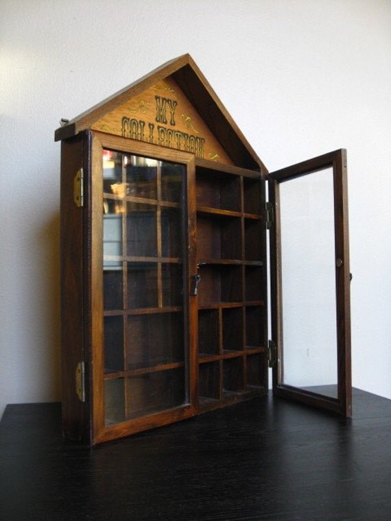 Dark Wood House Shaped Shadow Box. Perfect For Displaying